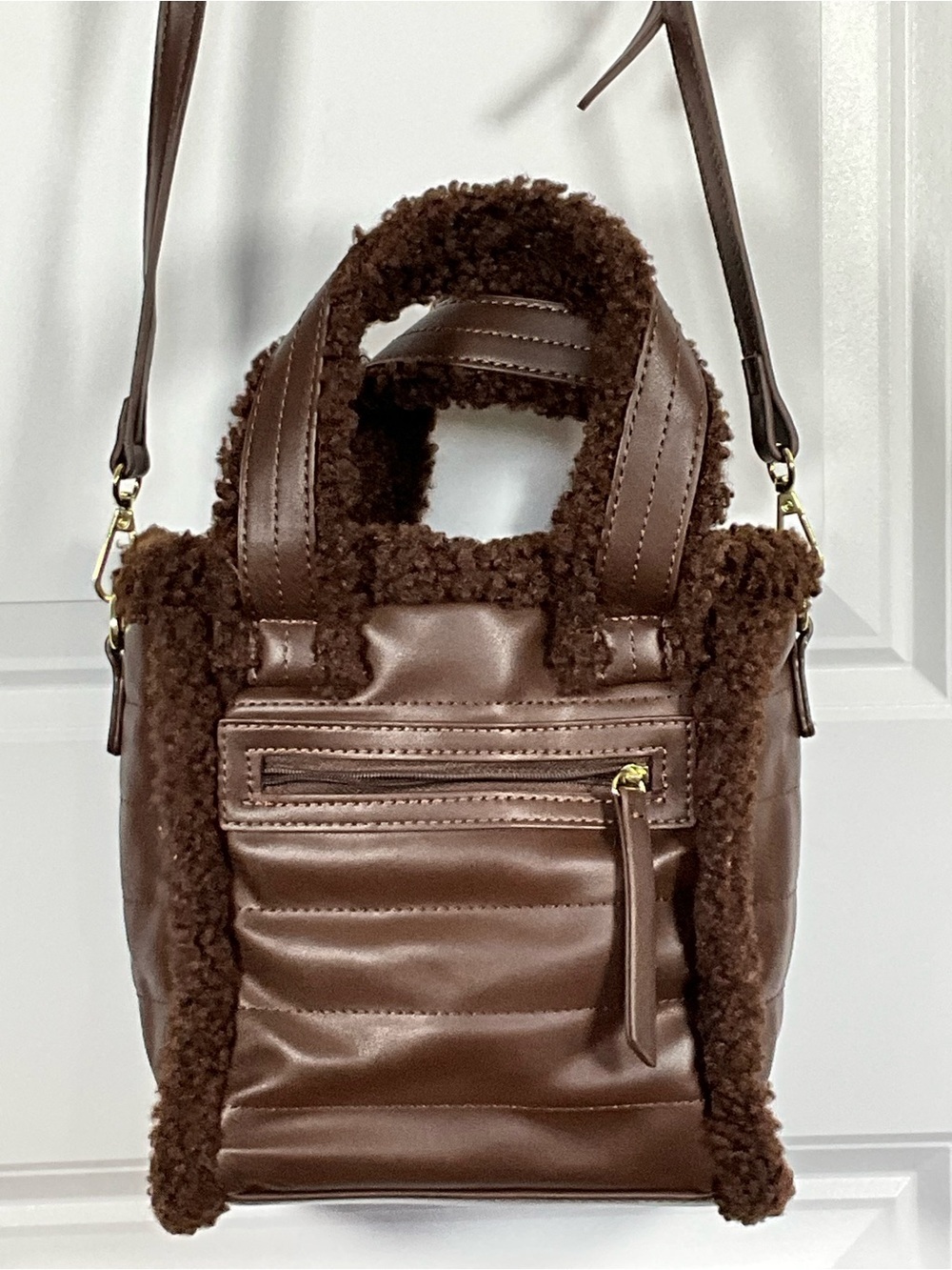 Aspen Quilted Faux Leather & Serpa Crossbody Tote Mini Bag Detachable Strap